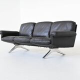 Canapé 3 places De Sede modèle DS-31 en cuir noir, Suisse 1970