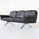 De Sede model DS-31 three-seat sofa black leather Switzerland 1970