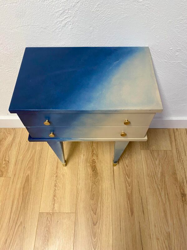 Chevet tie and dye bleu marine et beige