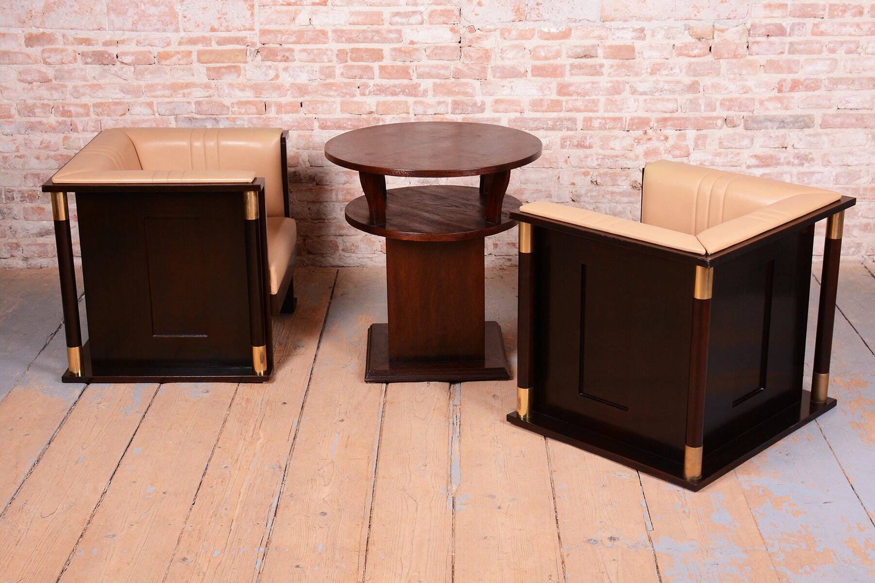Art Nouveau Mahogany Armchairs from J. Hoffmann, Austria, 1910s, Set of 2