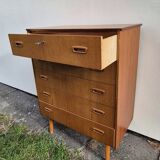 Scandinavian teak chest of drawers, 5 drawers, 1960s