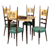 20thC ITALIAN DINING SET/GAMES TABLE WITH PLAYING CARDS MOTIF BY ALDO TURA