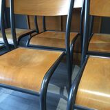 6 chaises scolaire vintage pieds compas