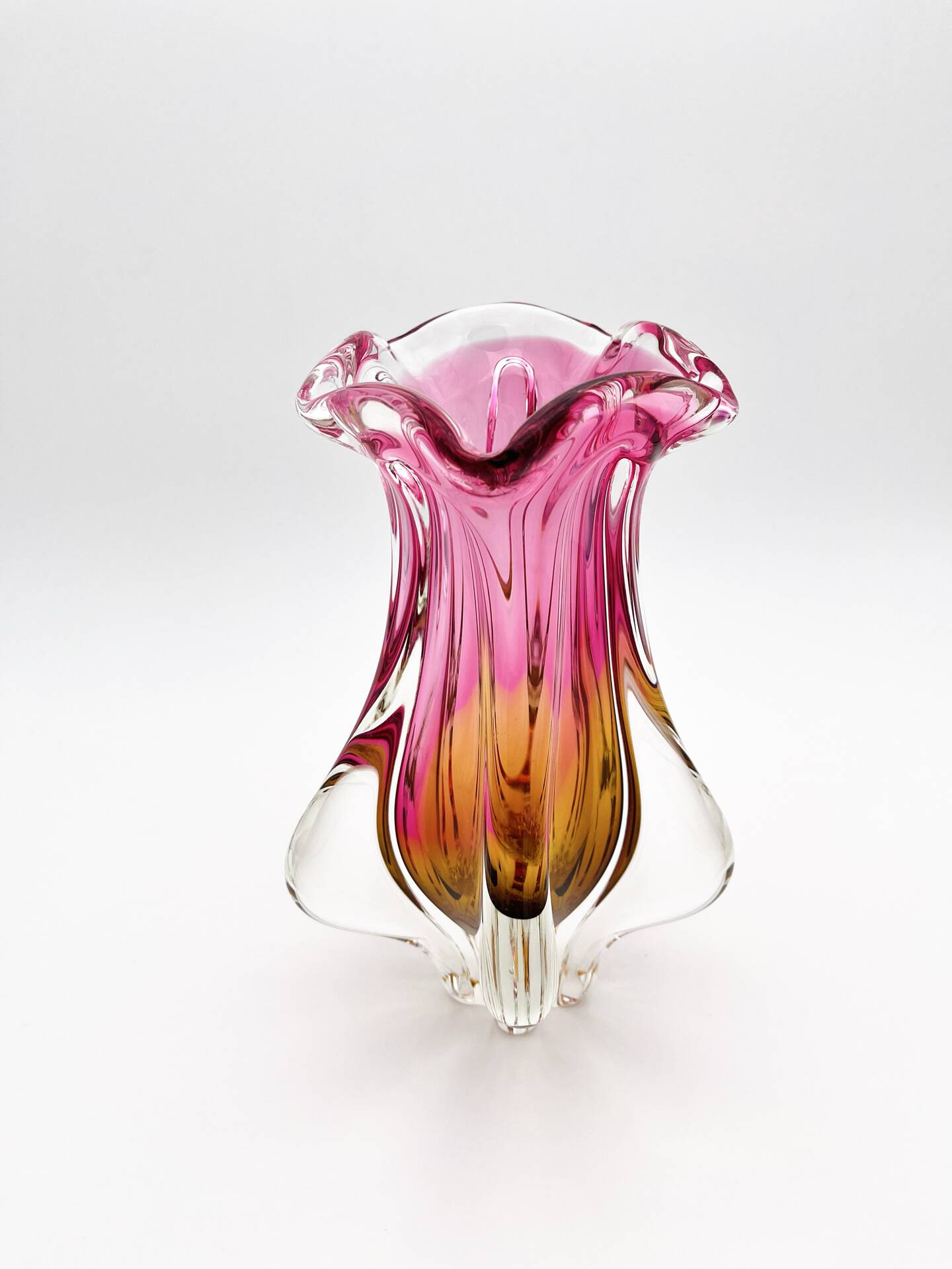 Organic Vase - Sommerso - Josef Hospodka - Bohemian Crystal - Circa 60
