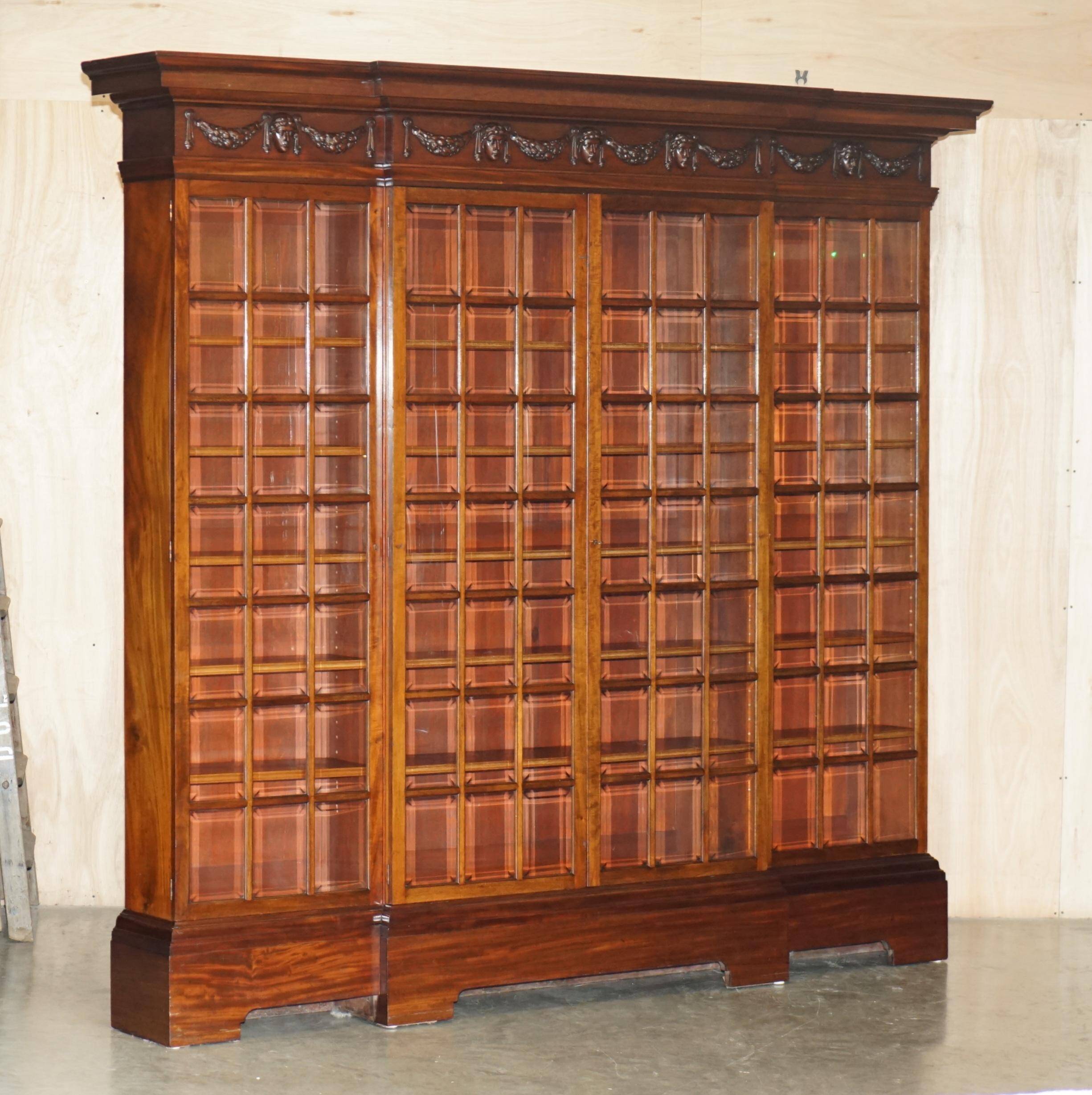 Monumental glass library in Victorian hardwood.