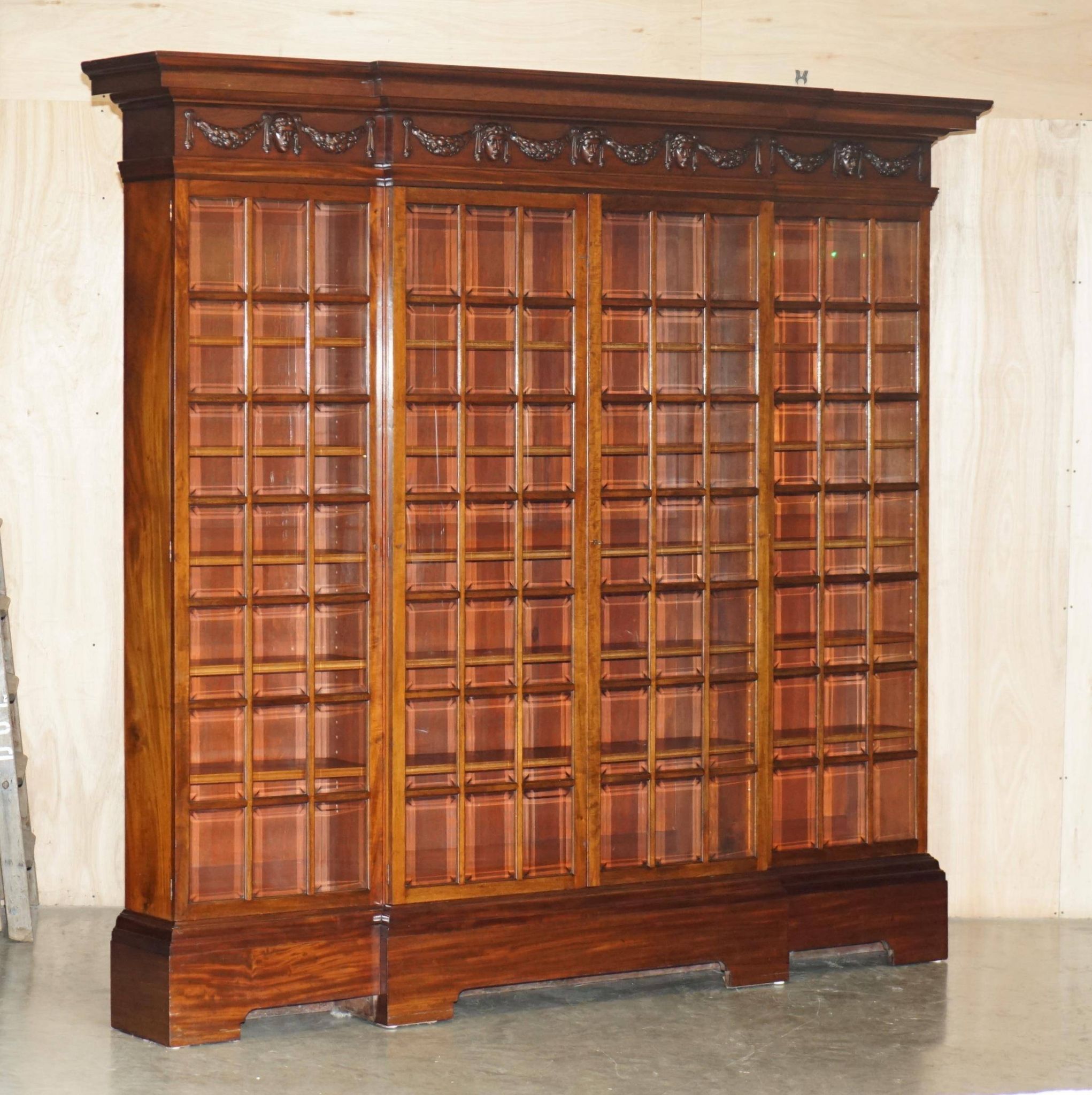 Monumental glass library in Victorian hardwood.