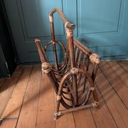 Vintage magazine rack in rattan and bamboo – 1960s/70s