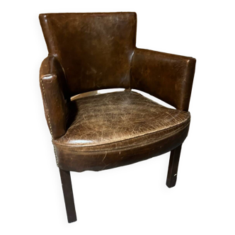 Fauteuil cuir et peau