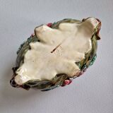 Onnaing planter in Majolica floral pattern with strawberry-shaped accents - France 1900