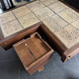Brutalist Coffee Table with Flower Pot