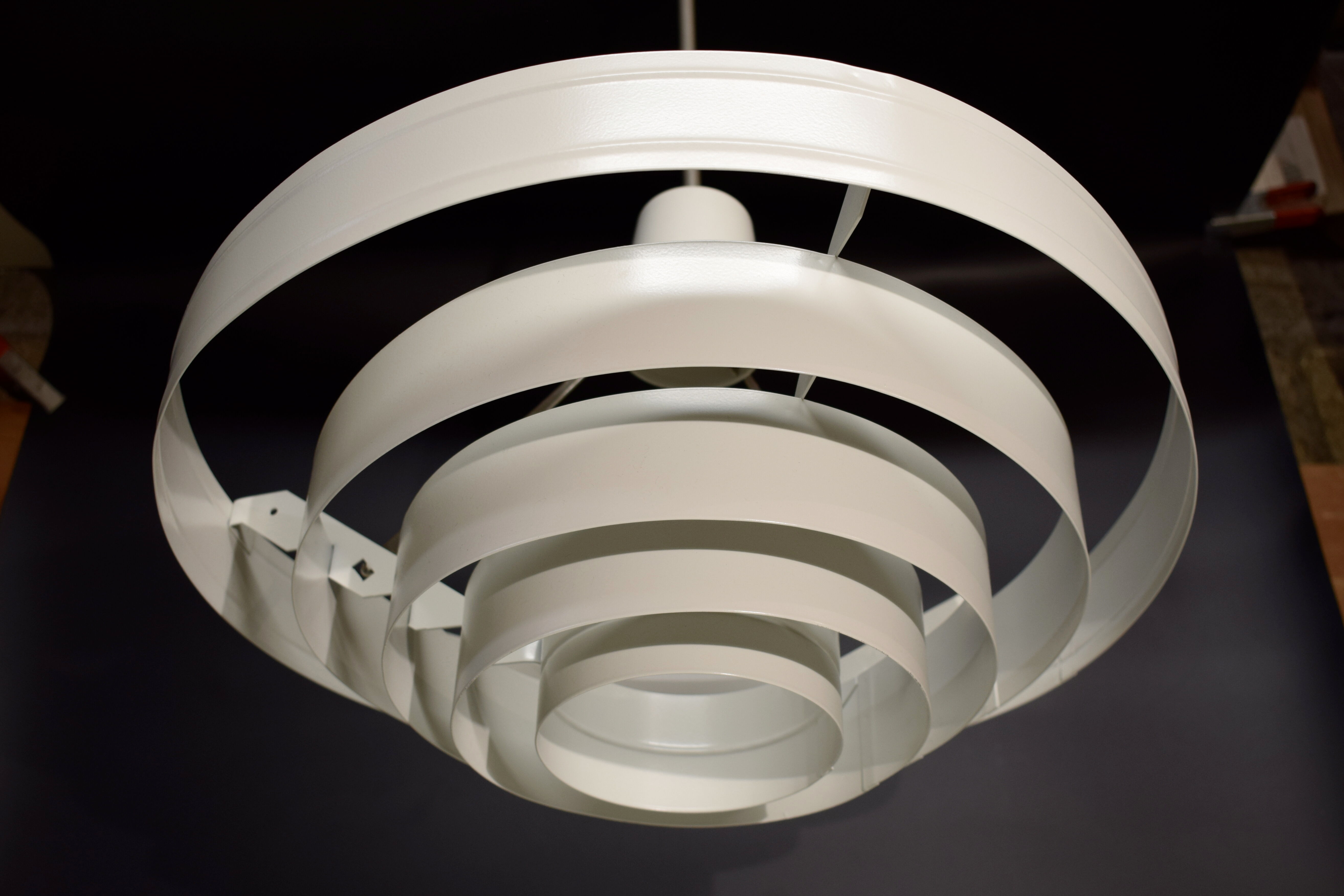 Satin white lacquered metal hanging from the 1960s