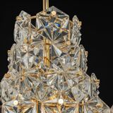 Chandelier, brass and crystal glass by Kinkeldey, Germany, 1970s.