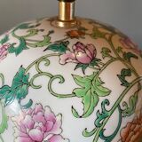 Lamp china mid XXe floral decoration on wood support