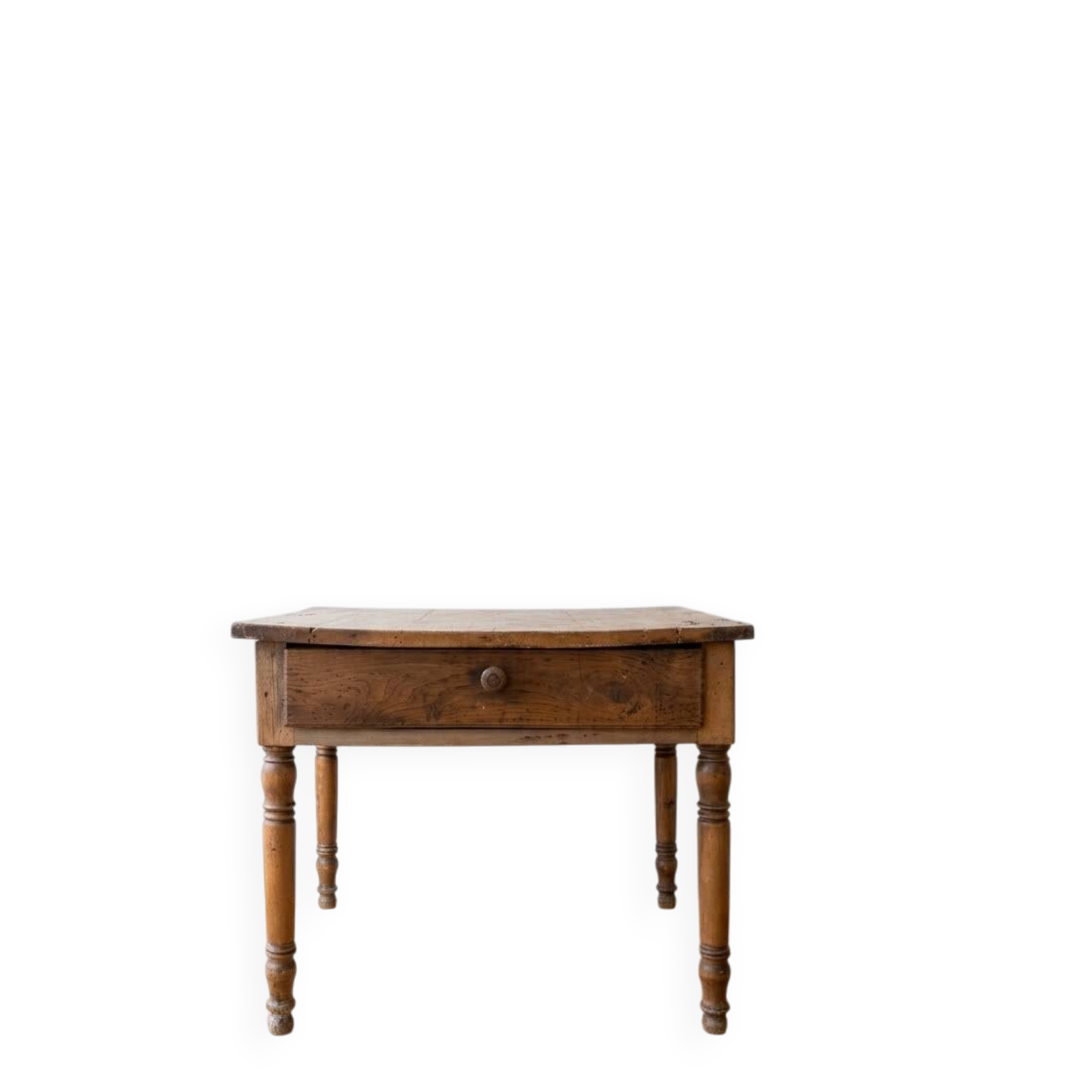 Rustic solid wood dining table with drawer