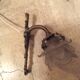 Old wall lamp in bronze and glass