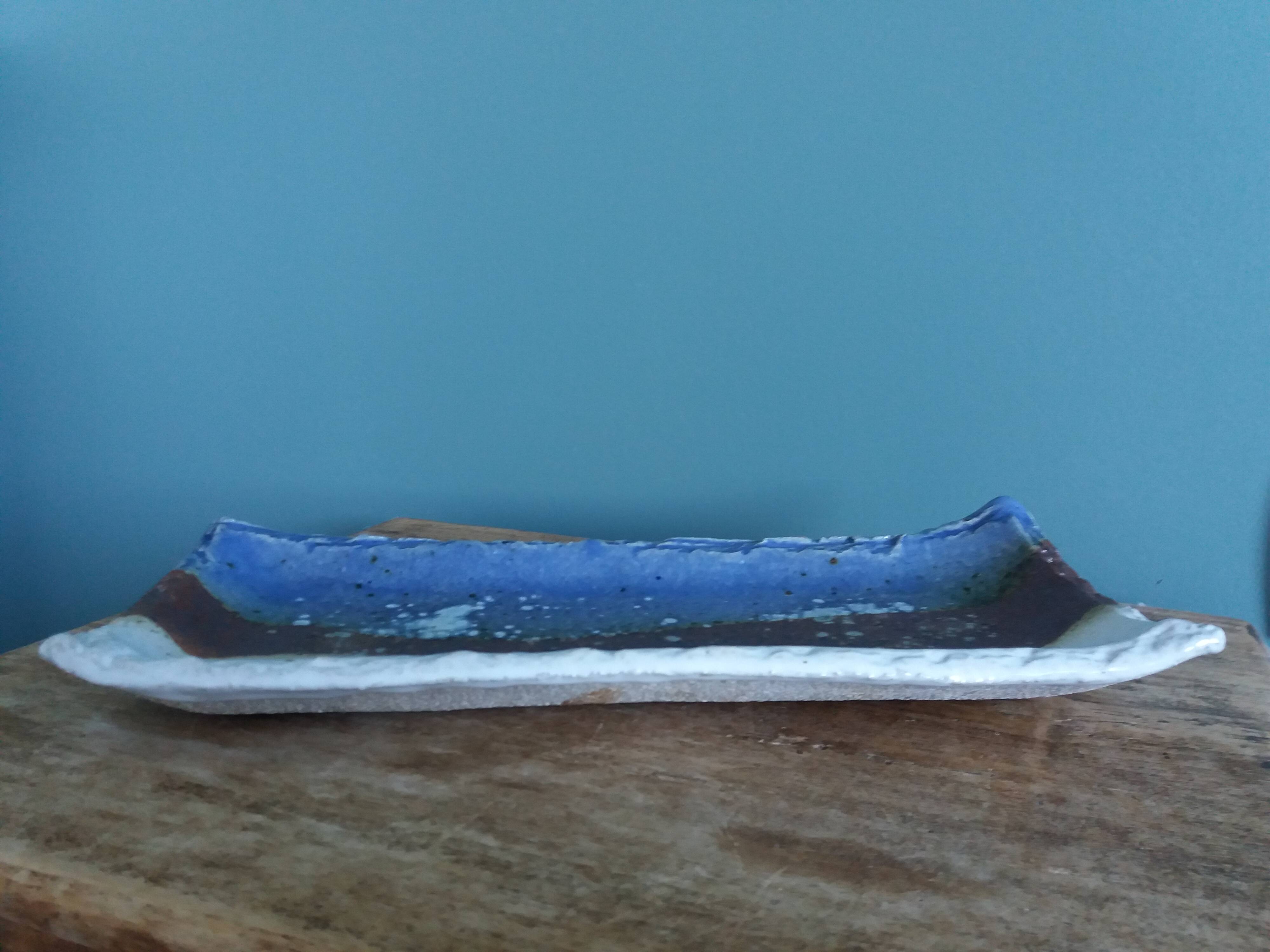 Brutalist ceramic pen holder, signed