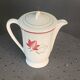 White earthenware coffee pot with red leaf decoration, art deco