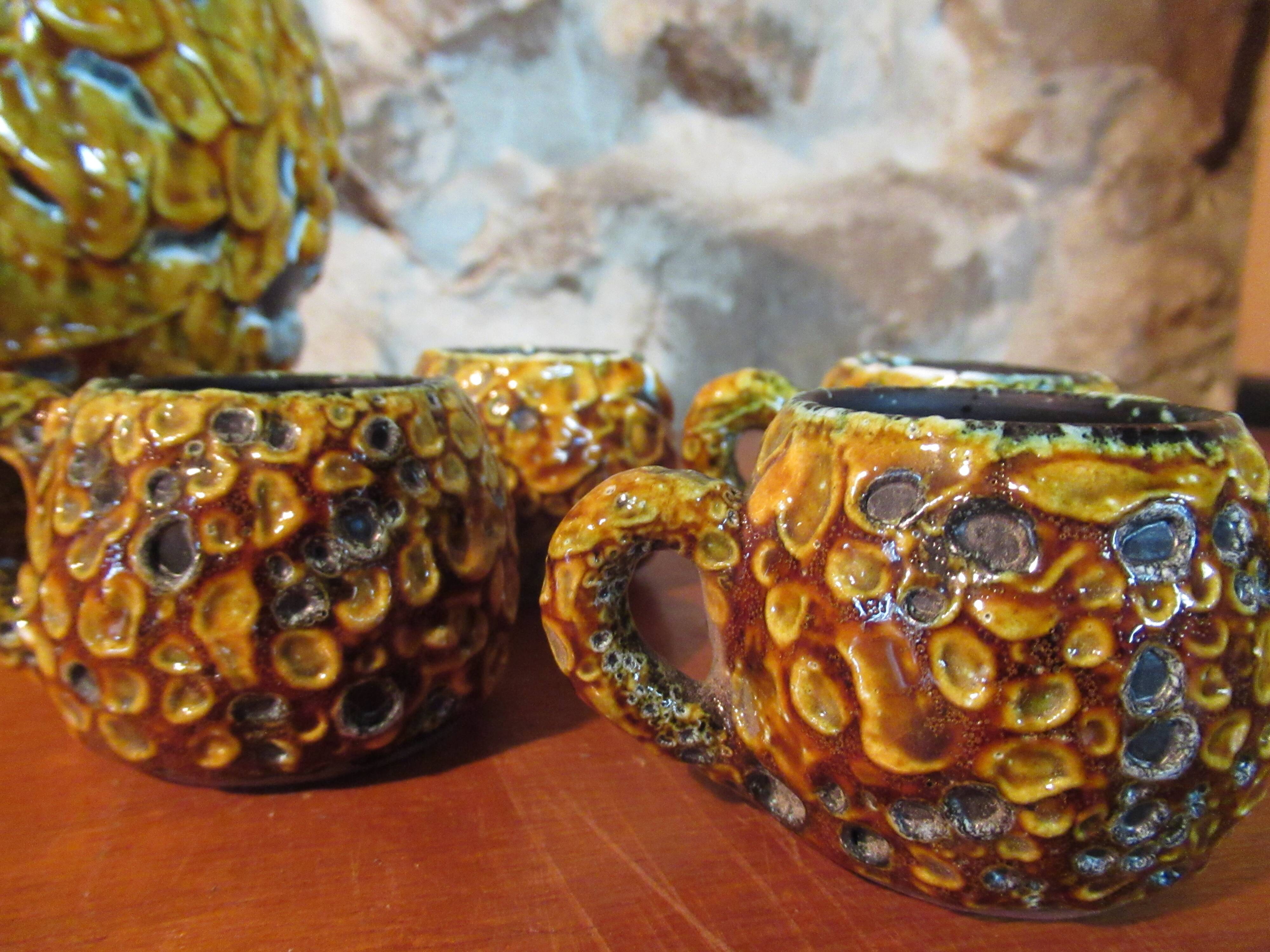 Service liqueur pitcher cyclope charles cart annecy savoie fat lava 1960's