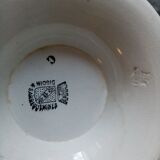 Soupiere with floral decoration painted by hand sarreguemines signed