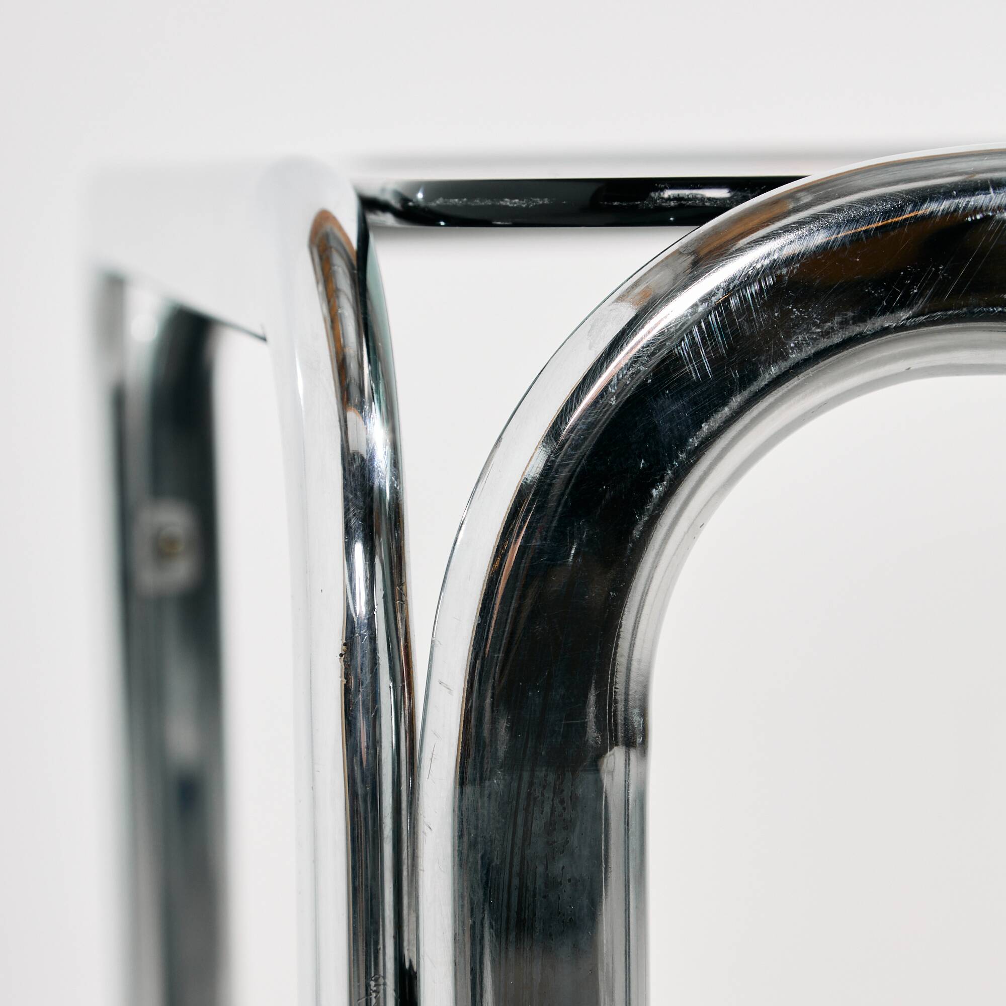 Italian chrome and leather dining set by Gastone Rinaldi, set of 7.