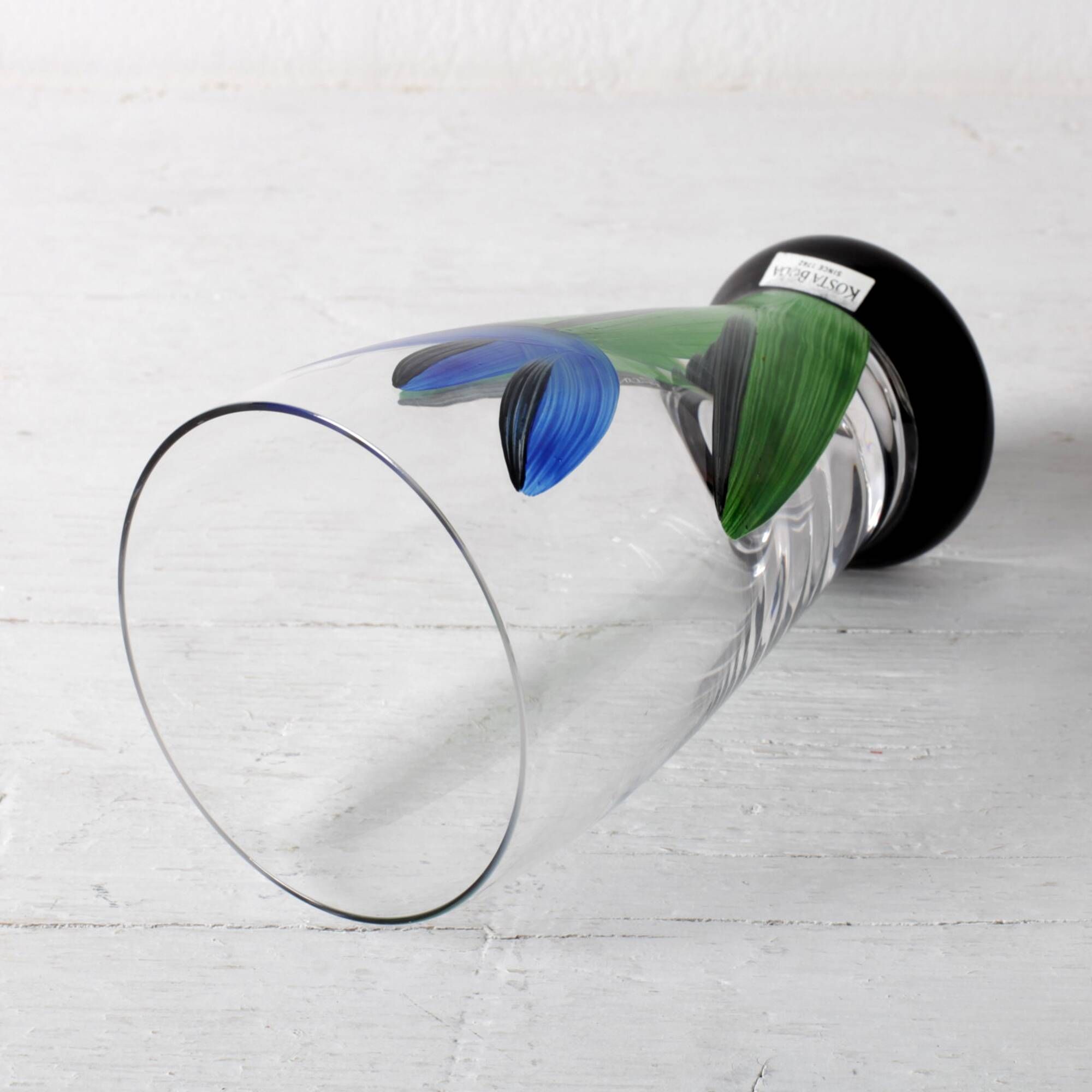 Blue Tulip Flower Water Tumbler Kosta Boda by Ulrica Hydman Vallien /Sweden