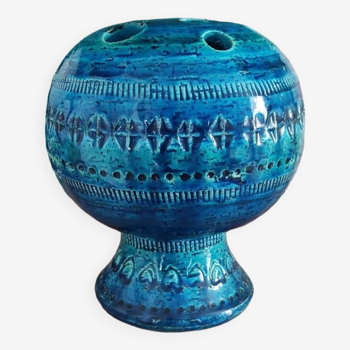 Aldo blondi ceramic flower vase Rimini blue