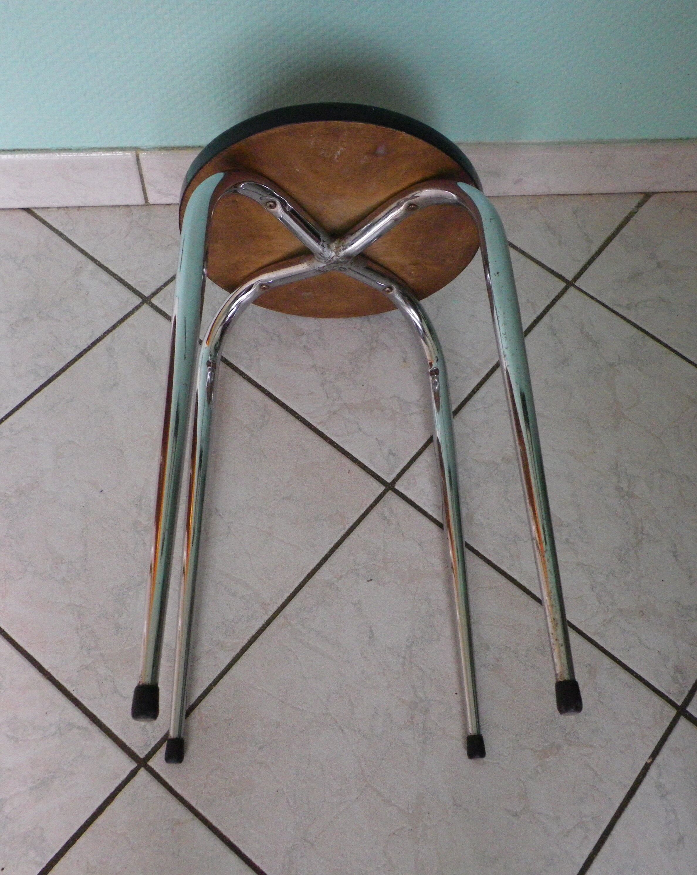 Vintage stool, formica and chrome feet, 60s