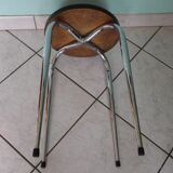 Vintage stool, formica and chrome feet, 60s