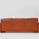 Brown leather 3-seater sofa Coronado by Tobia Scarpa for B&B Italia, Italy ca. 1960