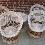 Living room 5 pieces vintage rattan