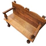 Antique Dutch oak hall bench / 1920s