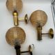 Set de 3 appliques murales globe en verre et métal doré