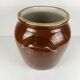 Large confit/grease pot, antique stoneware, brown colour, 1900.