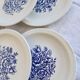 6 vintage porcelain dessert plates – Blue floral bouquet design