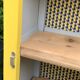 Antique powder yellow Parisian bonnetière wardrobe.