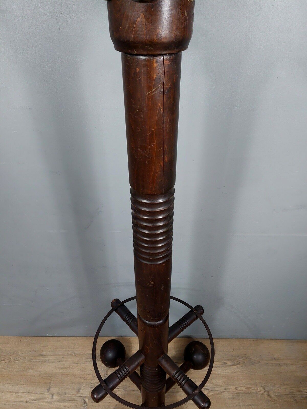 Art Deco style coat rack in stained oak around 1940