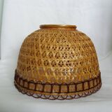 Pair of wicker rattan lampshades