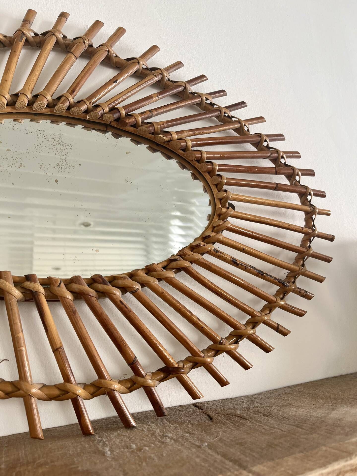 Vintage rattan mirror