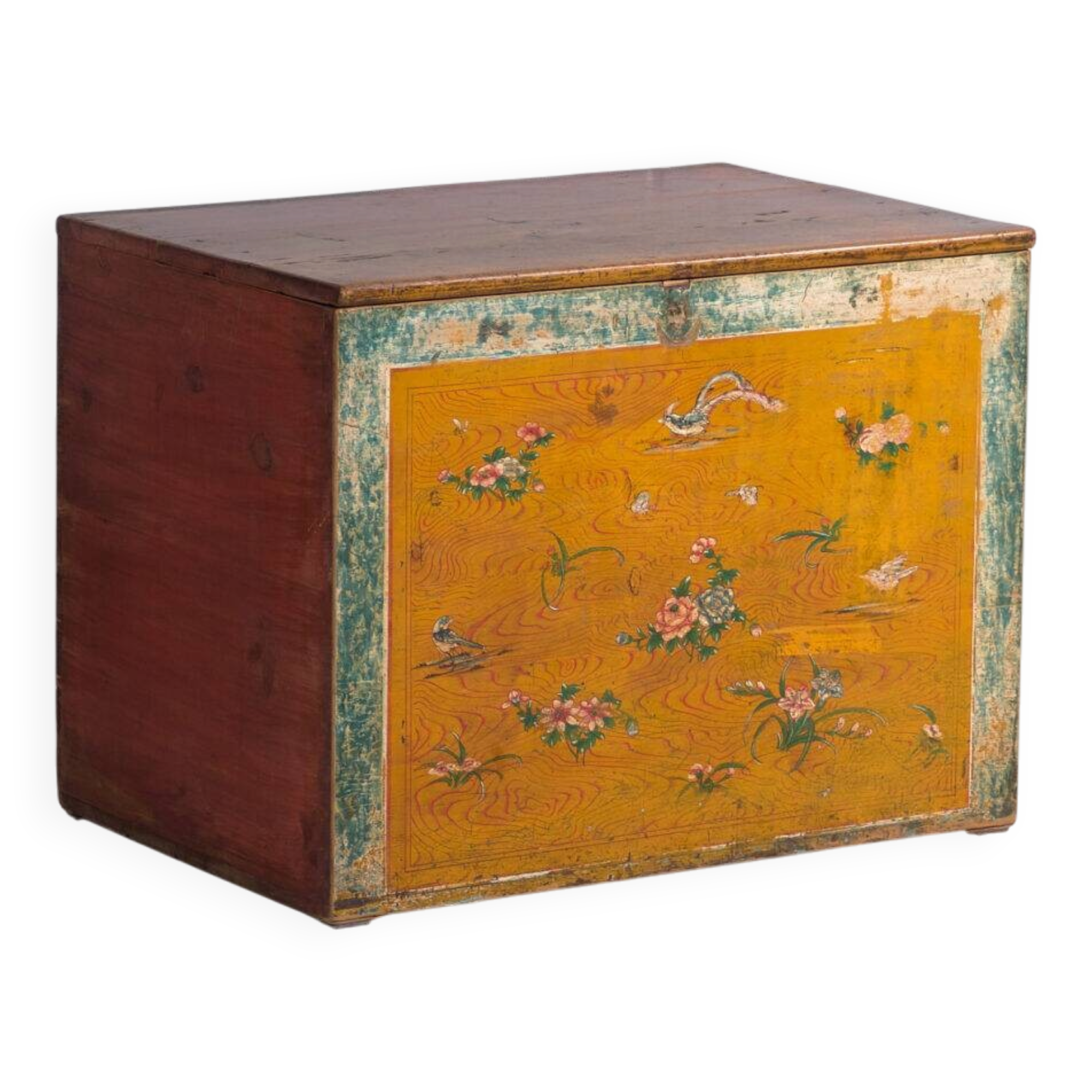 Antique chest painted in pine wood – China, circa 1930