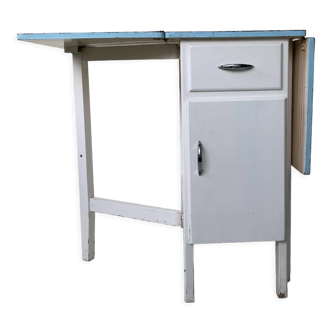 1960s blue and white formica gate legged table