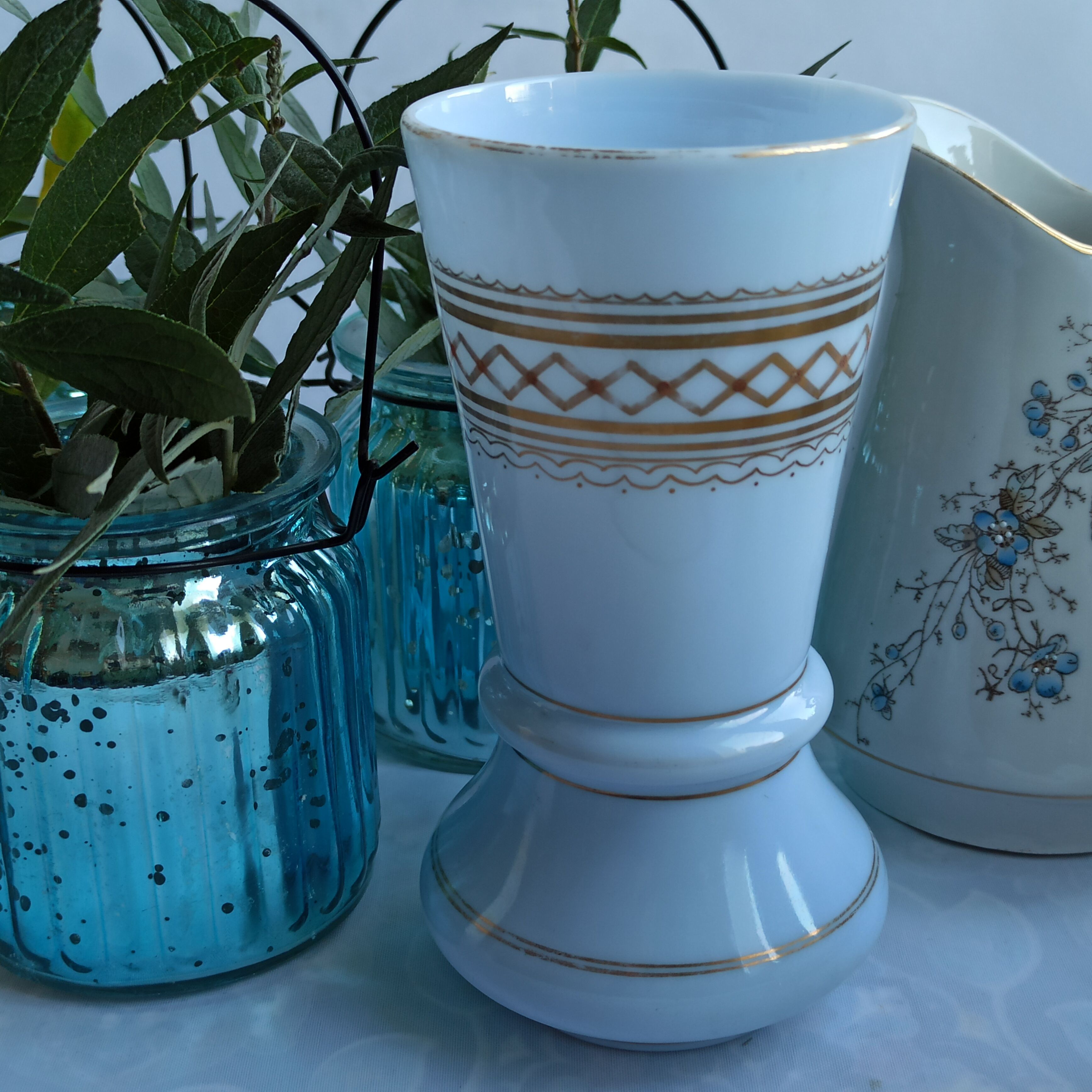 19th century blue opaline vase 15 cm