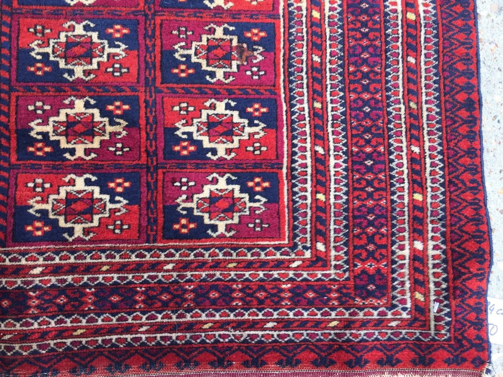 Antique traditional turkoman rug oriental hand made rug 184x124cm
