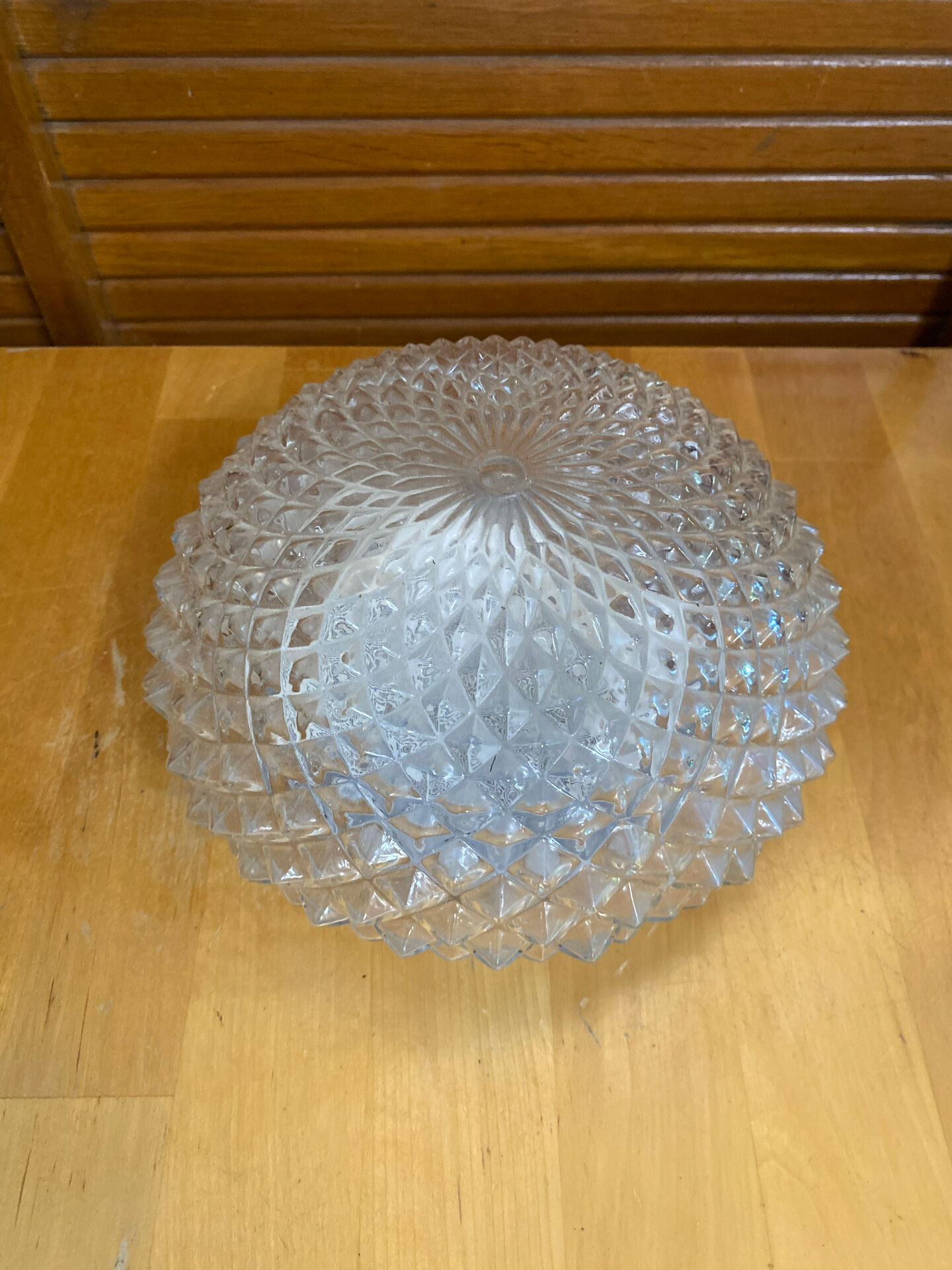 Vintage White Metal Support + Moulded Glass Ceiling Light Fixture