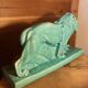 Large Art Deco lion sculpture, in crackled enamel, Peugeot, 1934, Le Jan