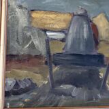 Original Swedish Mid-Century Oil on Canvas “Chair” by Jan Erik- Vintage & Framed