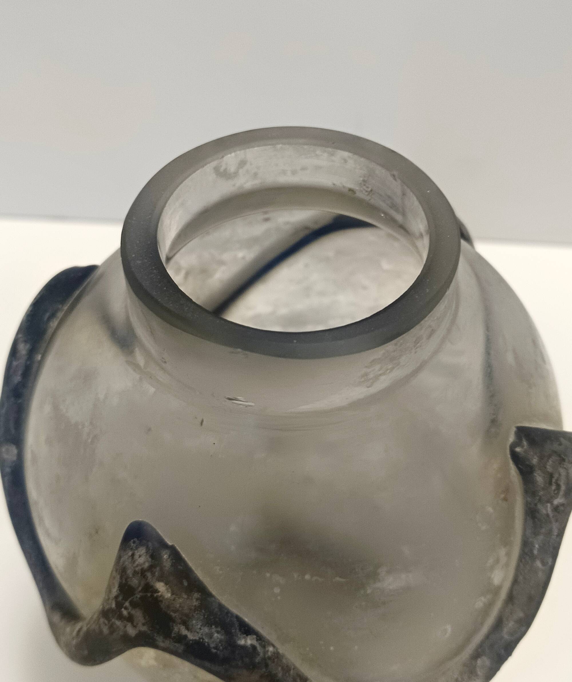 Iridiscent Transparent and Black Scavo Glass Vase attr. to Cenedese, Italy