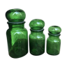 3 pharmacy bottles green glass