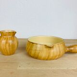 Pitcher and pan Grandjean Jourdan Vallauris, ceramic wood effect