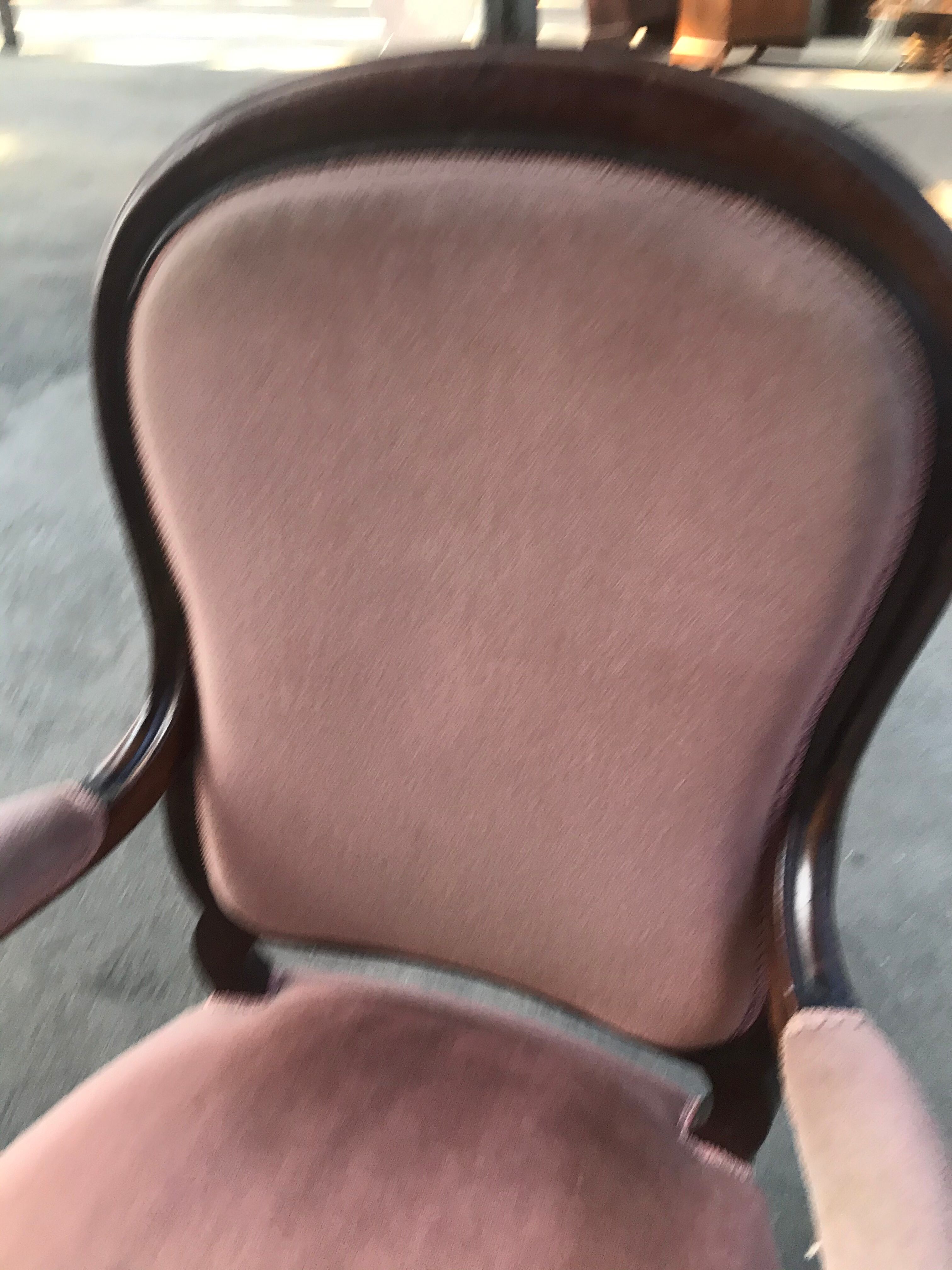 Louis Philippe pink velvet armchair