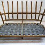 Solid oak sofa Guillerme and Chambron